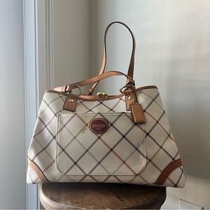 👜⭐️ Host pick ⭐️ Coach Multicolor Peyton Tattersal PVC Tote Bag Shoulder Purse